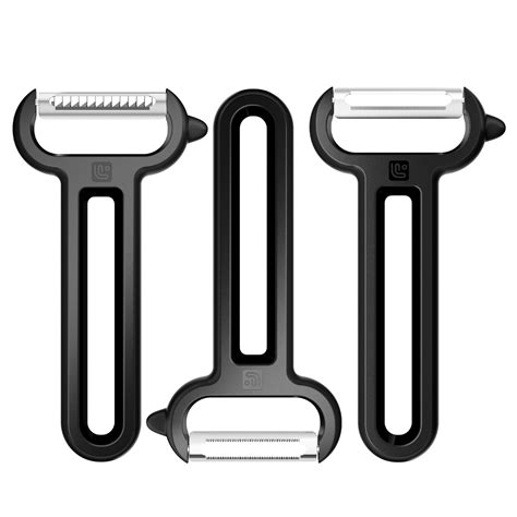 Linoroso 3 Piece Vegetable Y-Peeler Set with Straight Peeler, Serrated ...