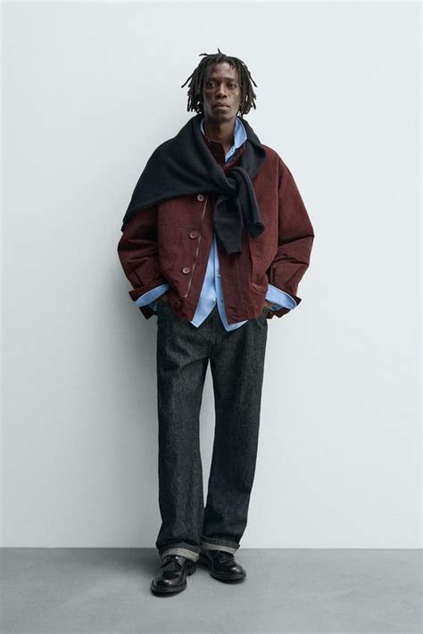 BOXY FIT POCKET JACKET - Burgundy | ZARA India