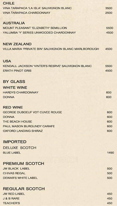 Menu at The Accord Metropolitan, Chennai