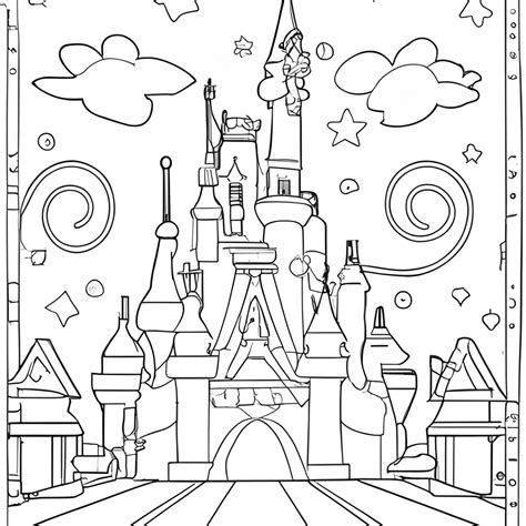 Disney Castle Coloring Page Black and White · Creative Fabrica