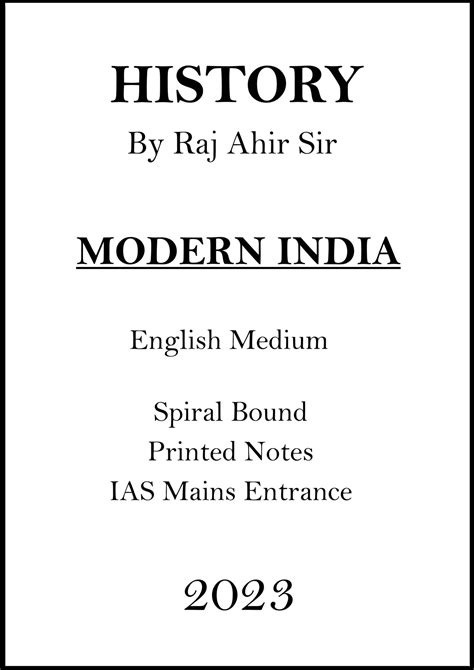 Spectrum Modern India History Printed Notes by Rajiv Ahir Sir in Englih ...