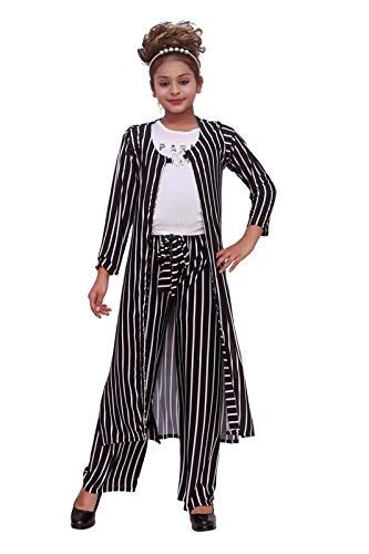 Oriex Girl's A-line Cotton Top with Palazzo and Maxi Shrug (Black, 12 ...