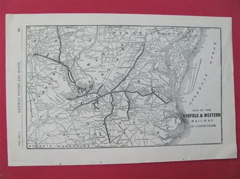 1911 NORFOLK & WESTERN RAILROAD ORIGINAL SYSTEM MAP ROUTES STATIONS N&W ...