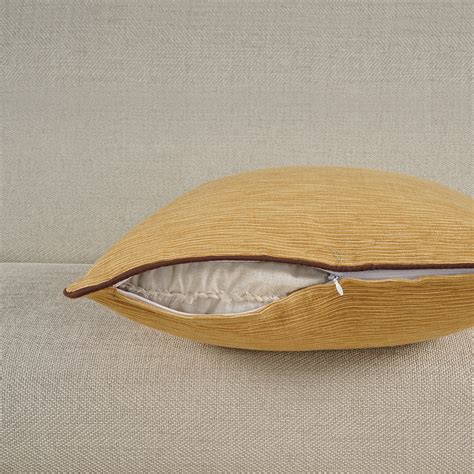 But Soft Mehndi & Gold Corded Stripe Woven Cotton Cushion Cover Online ...