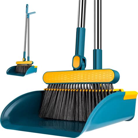 Broom and Dustpan,long handled dustpan and brush set with Comb ...