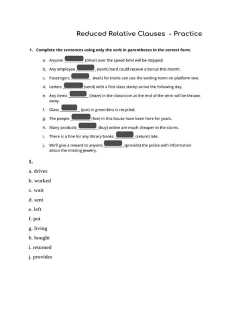 Image result for Reducec Relative Participle Clauses