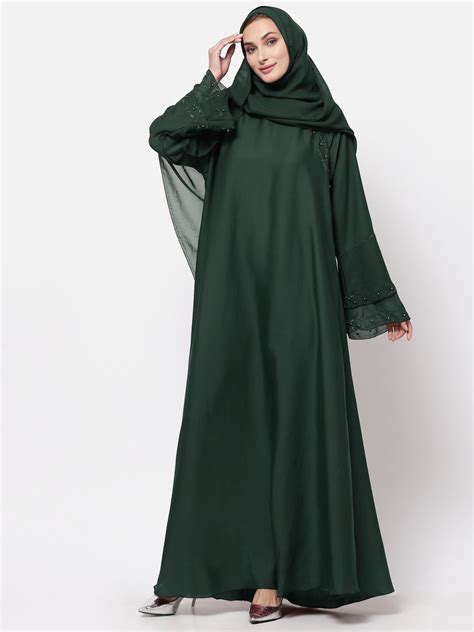 Klotthe Women Green Embellished Burqa With Scarves – KLOTTHE®