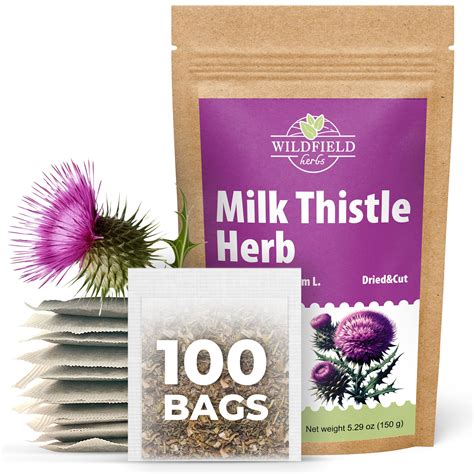 Amazon.com : 100 Bags Milk Thistle Herb Dried Milk Thistle Herbal Tea Bags (Silybum marianum ...