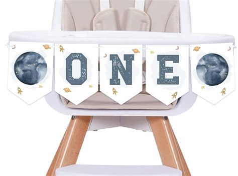 Space High Chair Banner One Space Planets Birthday Banner Decorations ...