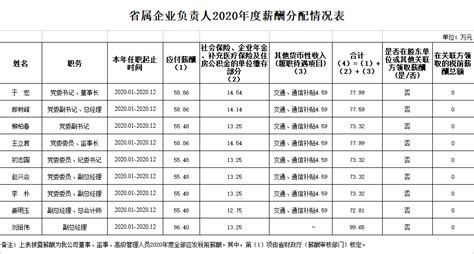 省属企业负责人2020年度薪酬分配情况表 - 集团动态 - 黑龙江省金融控股集团有限公司