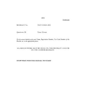 Fillable Online 1 BOOKLET NO. TEST CODE: LIA Forenoon On the answer ...