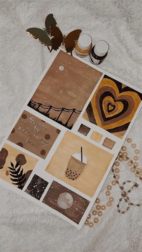 Brown moodboard painting | Book art diy, Easy doodle art, Mini drawings