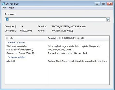 Image result for Error Code Lookup