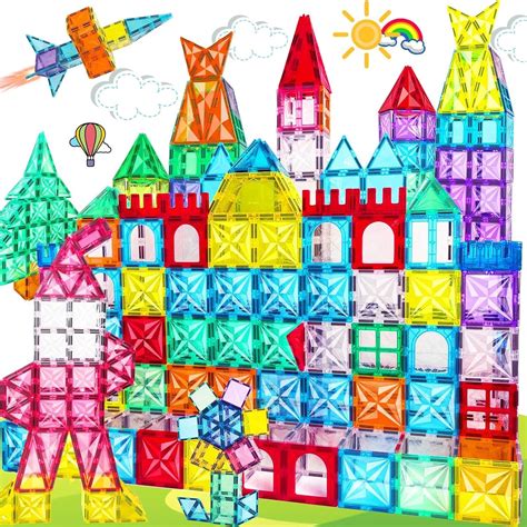 SNAPTRON Magnetic Blocks for Kids Tiles -100 Pieces Set Gifts for Girls ...