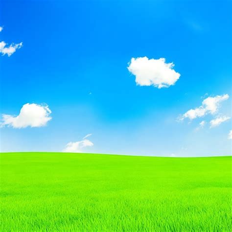 Summer fresh blue sky and grass close to nature background | Premium Photo