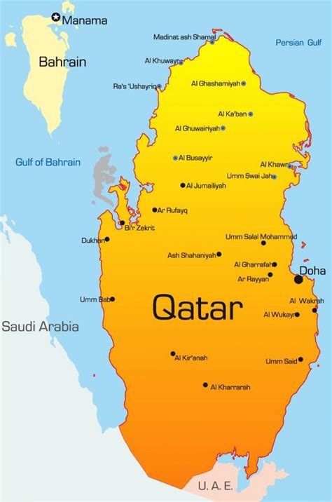 Map of Qatar cities: major cities and capital of Qatar