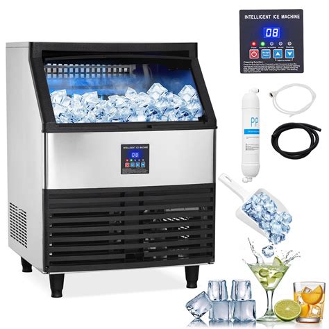 Commercial Ice Maker Machine, 300lbs/24H with 100lbs Storage Bin, Under ...
