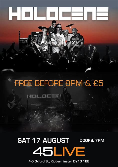 Holocene - an energetic lively rock cover band, 45 Live Venue ...