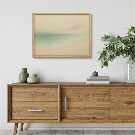 SIGNLEADER Coastal Haze Framed Wall Art Print, Tranquil Beach Scene in ...