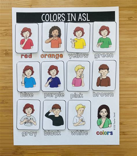 Asl Colors Sign ASL Colors Flashcards B/W & Color Boarders Classful