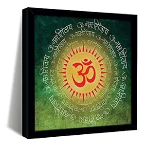 ArtX Green OM Mandala Big Canvas Painting For Living Room With Frame ...