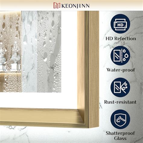 Keonjinn Framed LED Lighted Mirrors 30-in x 36-in Framed Rectangle ...