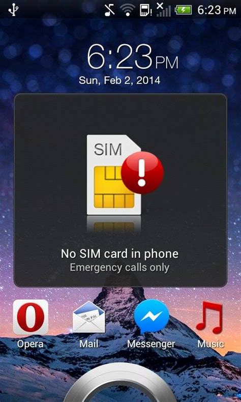 Image result for No Sim Card Message On Android Phone
