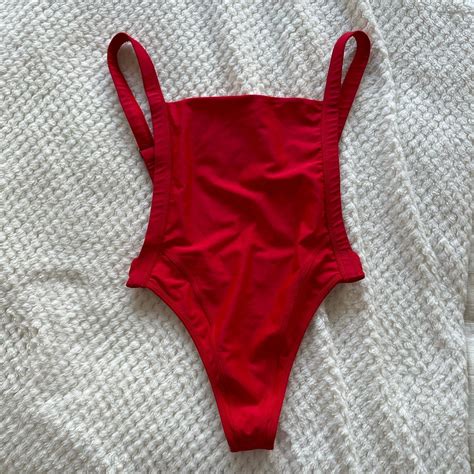 Women's Red Swimsuit-one-piece | Depop