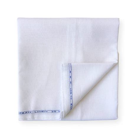 (CUT PIECE) Pure White Plain Premium 25 Lea Pure Linen Fabric (Width 5 ...