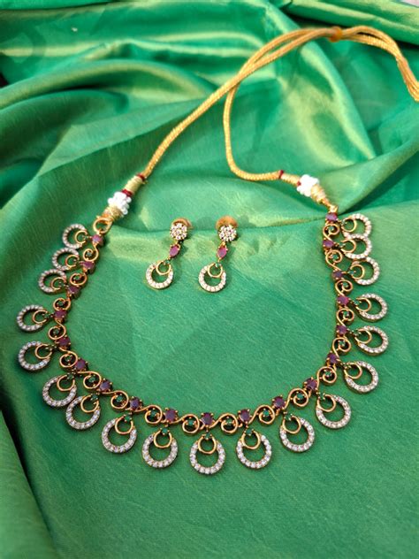 Elegant Gold-Tone Stone-Studded Necklace Set with Earrings – Trilok ...