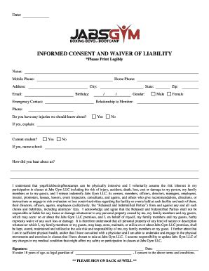 Gym Liability Waiver - Fill and Sign Printable Template Online