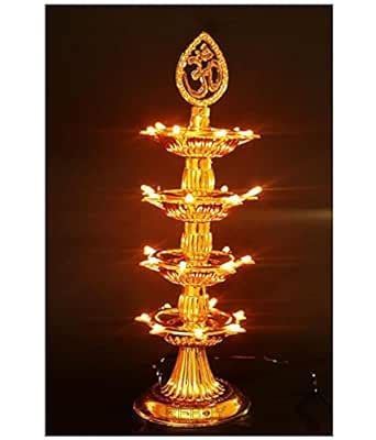 Buy REBUY 4 Layer Electric Diya Deepak Light Lamp LED Lights for Puja ...