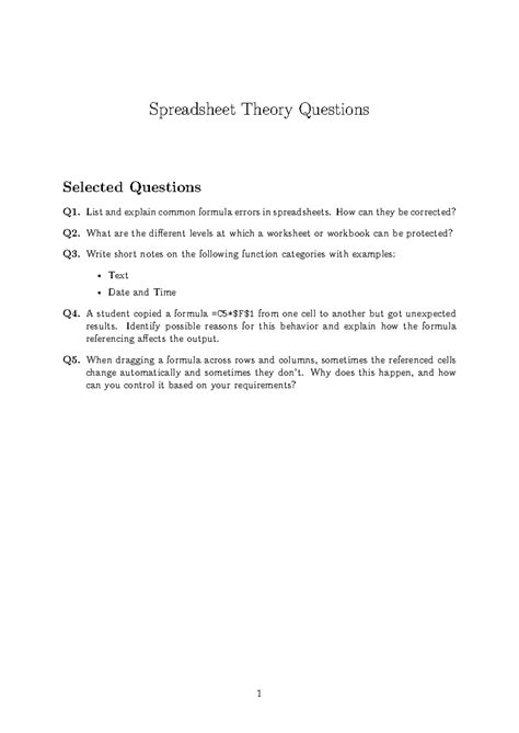 Basic IT Tools II: Spreadsheet Theory Q&A and Common Errors Explained ...