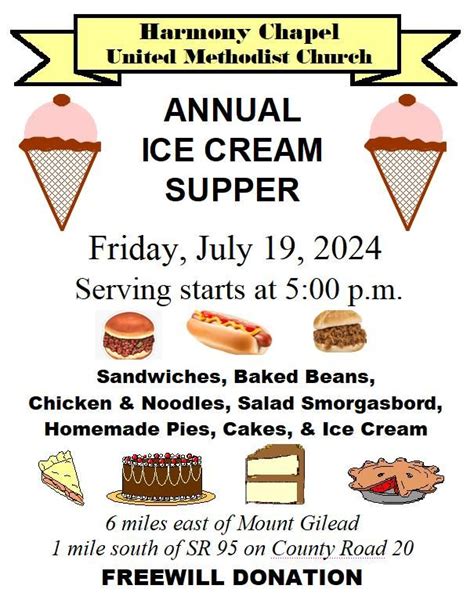 Harmony Chapel United Methodist Church ANNUAL ICE CREAM SUPPER, Harmony ...