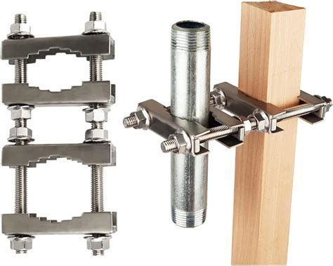 Amazon | ダブルアンテナマストクランプ Vジョーブロック 304ステンレススチール テレビダブルアンテナポールホルダー 高耐久 ポール ...