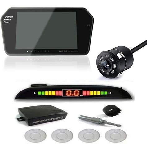 True Vision 7-Inch Rear View Mirror Screen with Parking Sensor & 8 Led ...