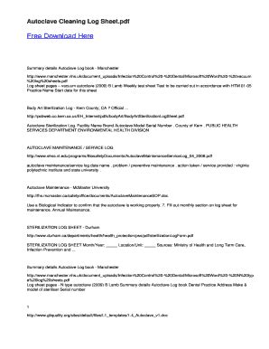 Autoclave Sterilization Log Sheet - Blank Fillable Template | Fill Out ...