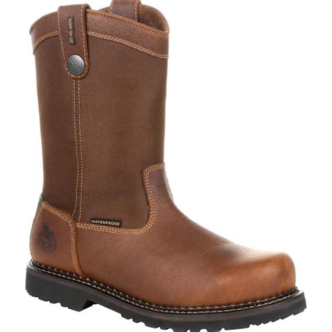 Georgia Boot Men's Brown Waterproof Steel Toe Boots Size: 8 Medium in ...