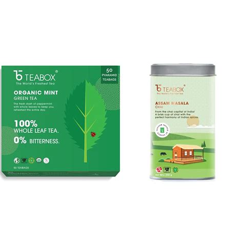 Teabox Organic Peppermint Herbal Tea Bags 50 Pieces & Teabox Assam ...