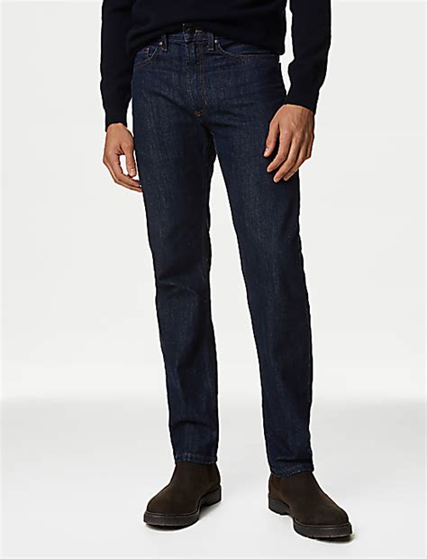 Buy Pure Cotton Straight Fit Jeans at Marks & Spencer