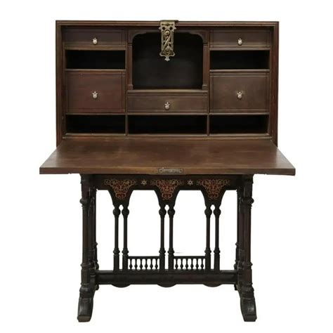 Antique Spanish Renaissance Revival Vargueno Secretary Desk on Stand