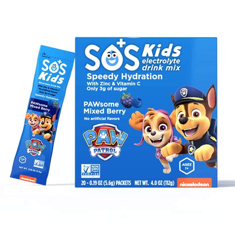 Buy SOS Hydration Kids Paw Patrol Electrolyte Drink Mix (Mixed Berries ...