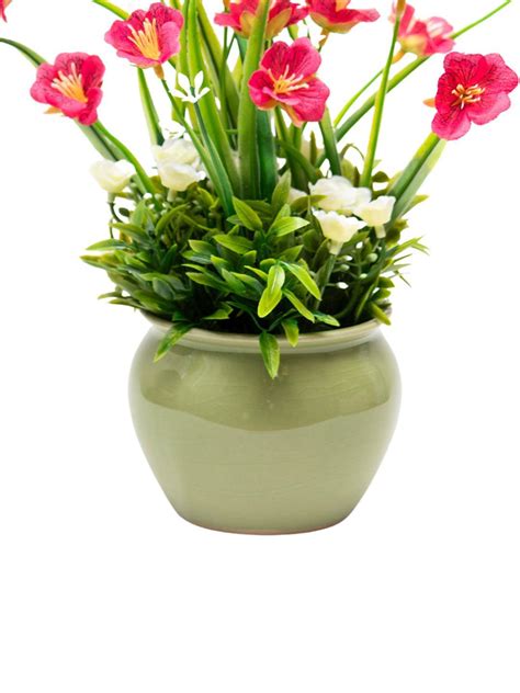 Pink Artificial Flower with With Cream Pot - Market99 – MARKET99