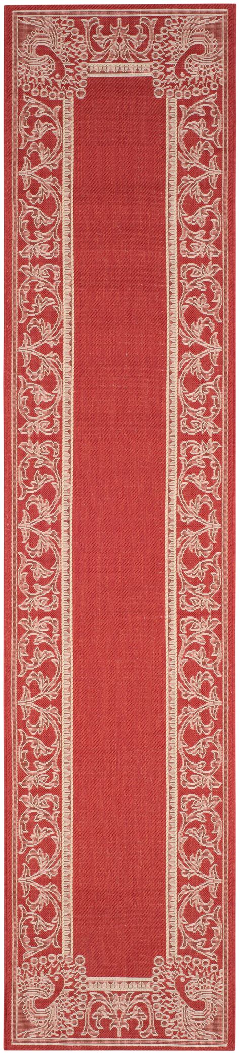 SAFAVIEH Courtyard Cooper Botanical Indoor/Outdoor Runner Rug, Red ...