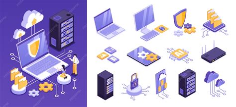 Cybersecurity and cloud computing technology illustration | Premium Vector