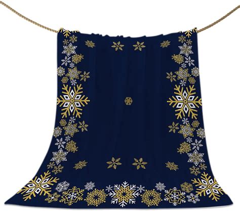 Amazon.com: Gold White Snowflakes Christmas Throw Blankets, Winter Xmas ...