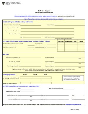 Fillable Online elpaso ttuhsc Swift Card Program - elpaso ttuhsc Fax ...