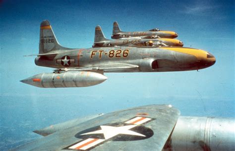 USAF Lockheed F-80C Shooting Star fighter-bombers from the 8th Fighter ...