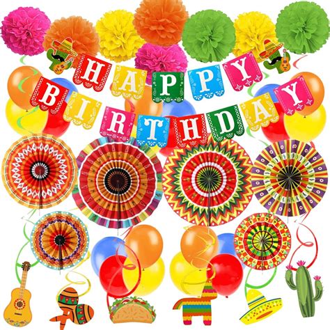 Birthday Decorations, Mexican Themed Happy Birthday Banner Paper ...
