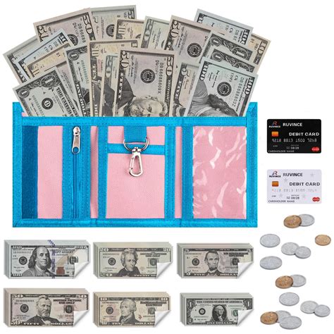 Drify 53 pcs Kids Pretend Money Play Credit Card Set, Toddler Wallet ...